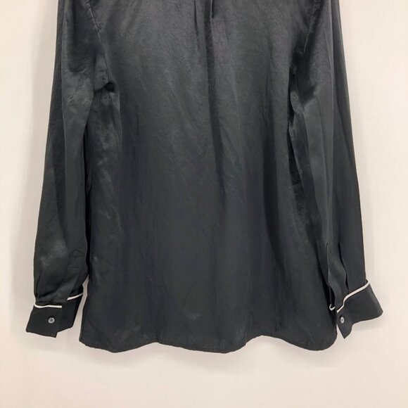 Aritzia Babaton Black Satin Venturi Button up Long Sleeve Blouse M - Picture 11 of 16